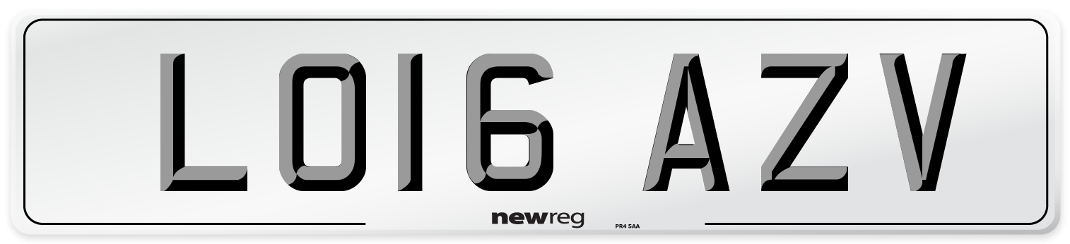 LO16 AZV Number Plate from New Reg